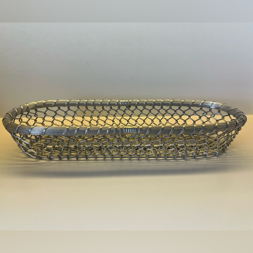 Vintage Silver Plated Wire Oblong Bread Basket